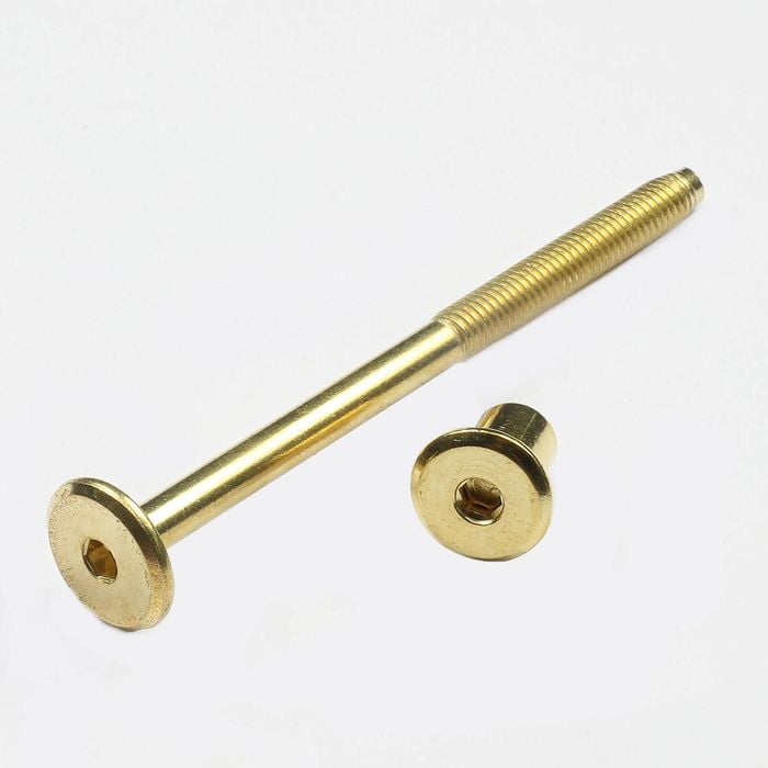 Hafele M6x90mm Brass Joint Connector Bolt with Cap - 8 Pack