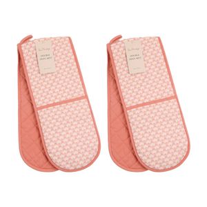 2PK Bas Phillips Printed Linen Looks Double Oven Mitt Daisy 90cm