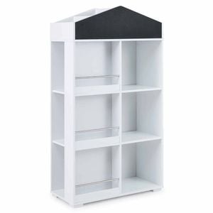 Costway Kid Bookshelf Wooden Toy Storage Organizer Chalkboard House Shape