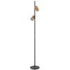 Telbix Kindle Modern Standing Floor Lamp Light Foot Switch Aluminium Metal Black Wood Wood Tones Sand
