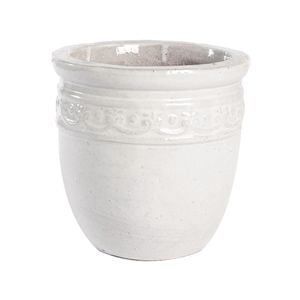 Tuscan Path 54 x 52cm White Studded Glazed Pot