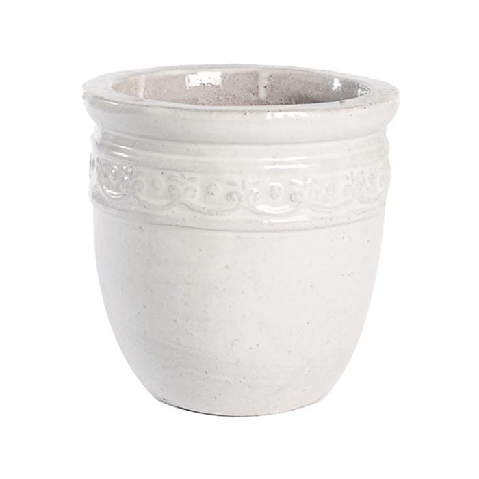 Tuscan Path 54 x 52cm White Studded Glazed Pot