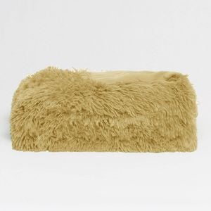 Hotel Living Long Hair Faux Fur Throw Tan