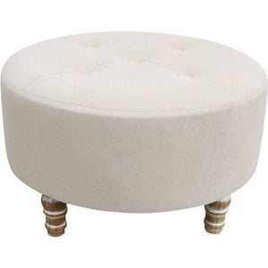 LVD Wooden Velvet Cover Round Ottoman Indoor Foot Stool 60x36cm Sandstone