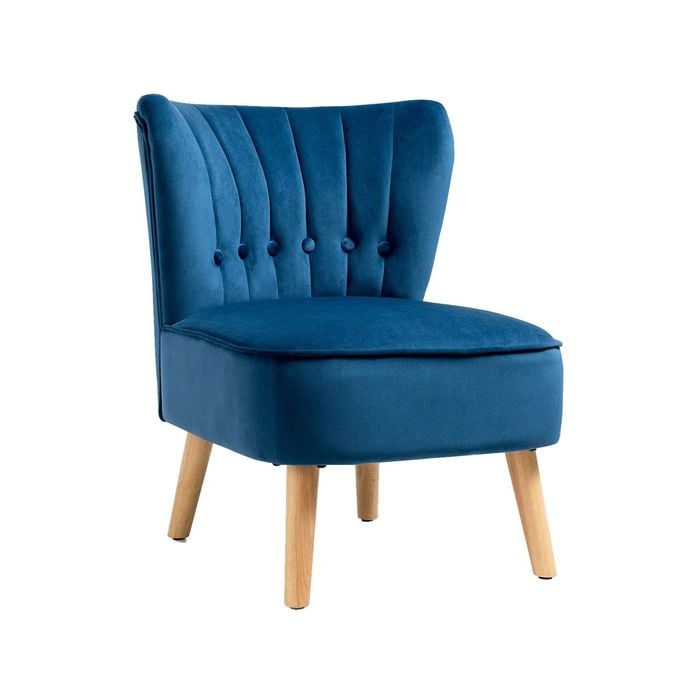Costway Modern Velvet Accent Chair Leisure Sofa W/wood Legs Blue