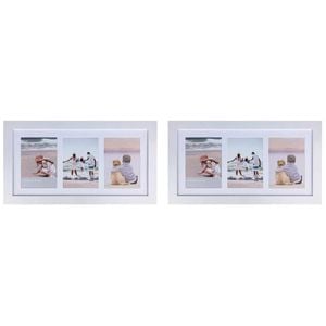 2PK Frankie & Me Wooden Collage 5x7'' Triple Picture Frame Home Decor White