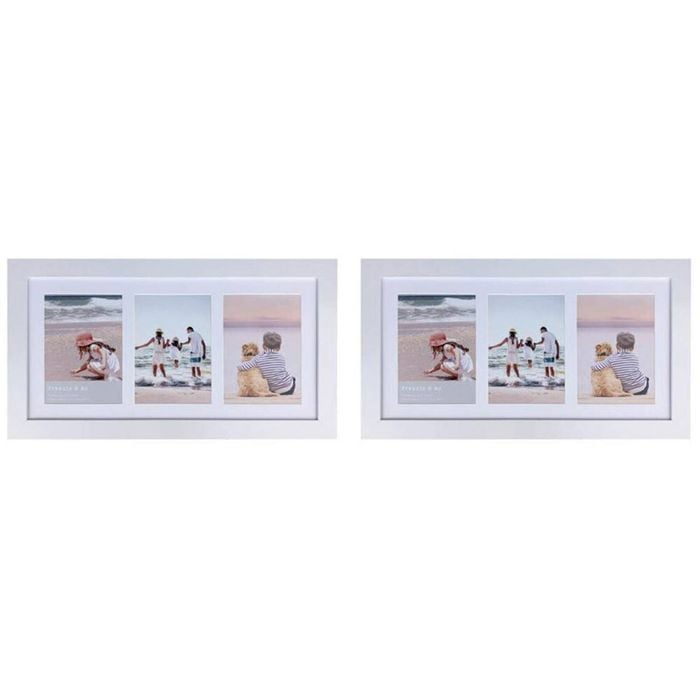 2PK Frankie & Me Wooden Collage 5x7'' Triple Picture Frame Home Decor White