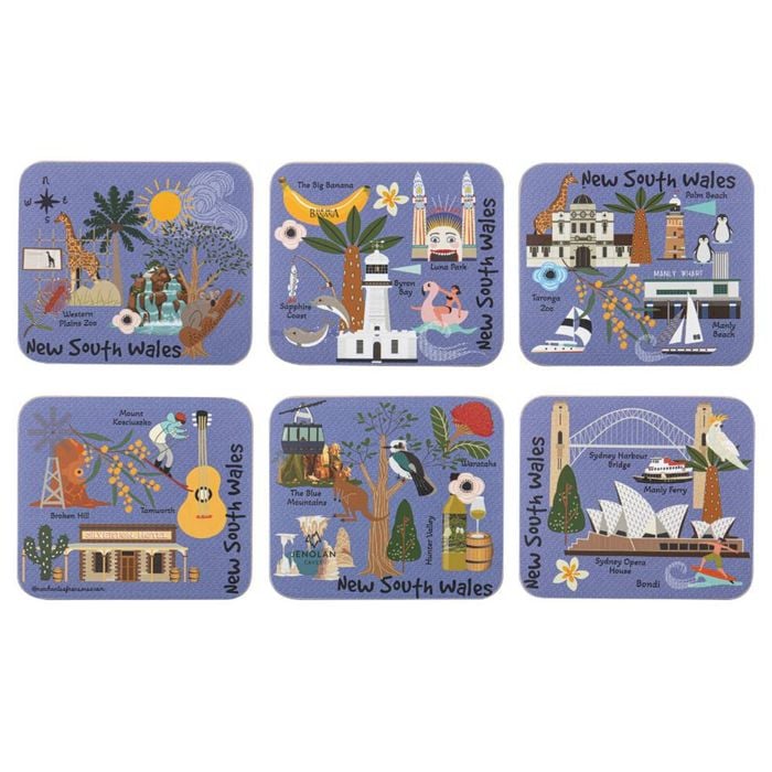 Ashdene Land Down Under Set Of 6 Coasters - Nsw