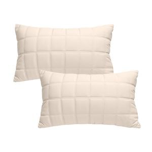 SOGA 2X 30cm Beige Quilted Grid Pattern Decorative Throw Pillow