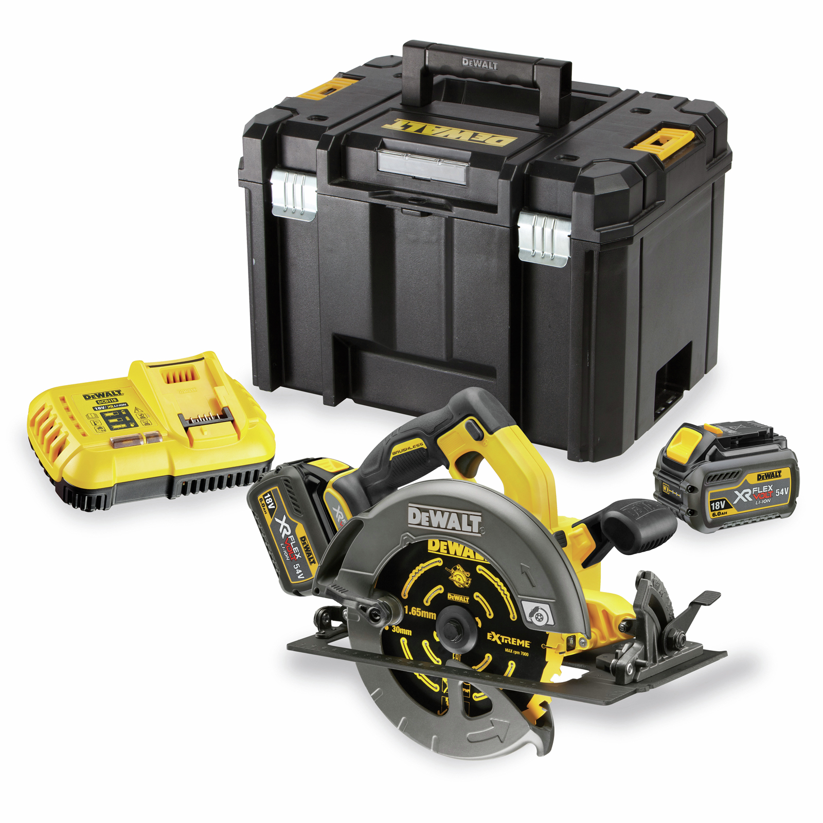 DeWALT 184mm 54V XR Flexvolt Cordless Circular Saw Kit DCS575T2-XE product image