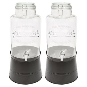 Rink Drink Glass Drinks Dispensers with Tap & Black Bucket Stand - 8.7L - Pack of 2
