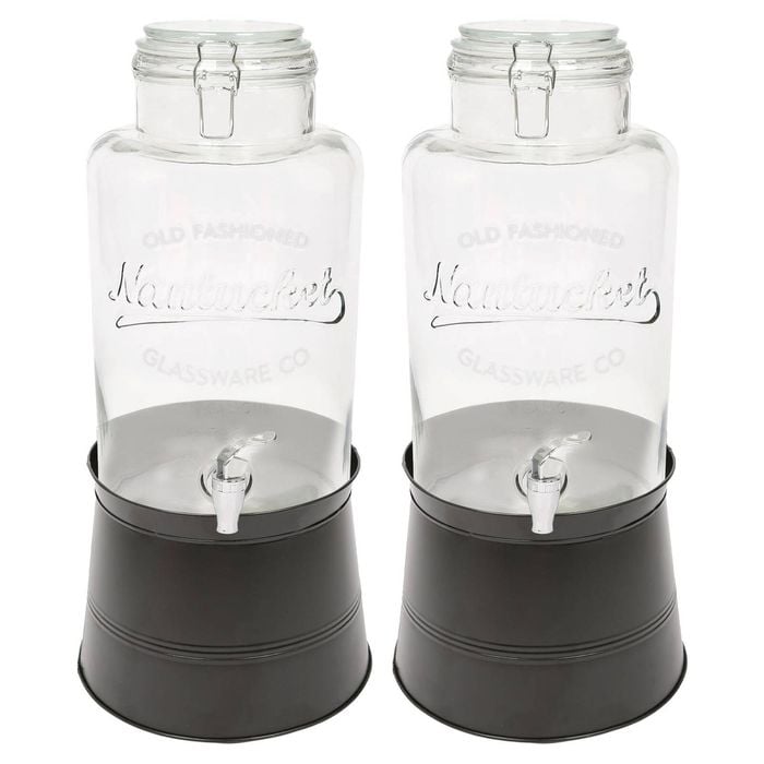 Rink Drink Glass Drinks Dispensers with Tap & Black Bucket Stand - 8.7L - Pack of 2