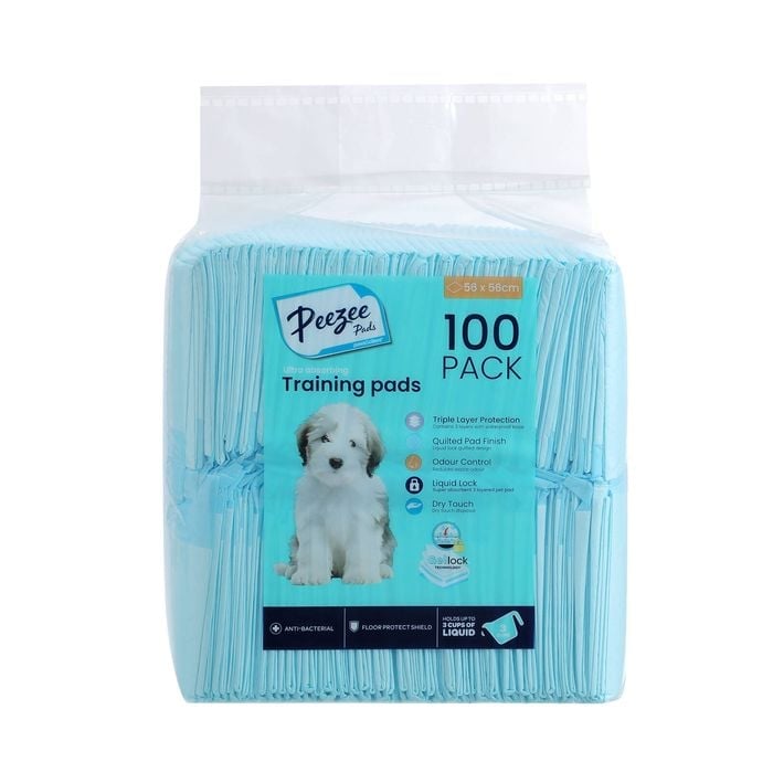 Paws And Claws 56 x 56cm Antibacterial Pet Training Pads 100 Pack Bunnings Australia