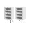 Oikiture 4 Chest of Drawers Tallboy Dresser Storage Cabinet White Set of 2