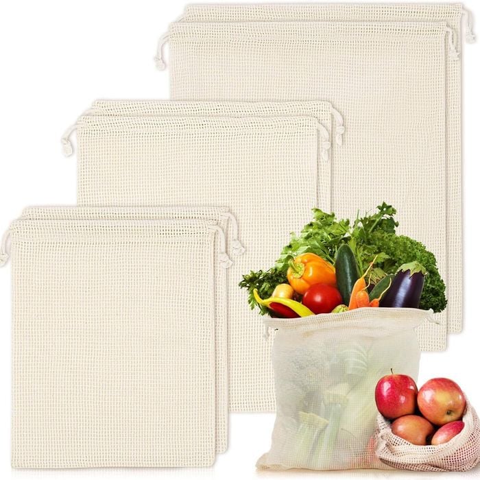 Set of 10 ECOCLAND Reusable Mesh Produce Bags Fruit Grocery Storage Washable Eco Bag Bunnings Australia