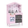 Costway Kid Kitchen Playset House-shaped Chef Pretend Play Kitchen Toy Pink