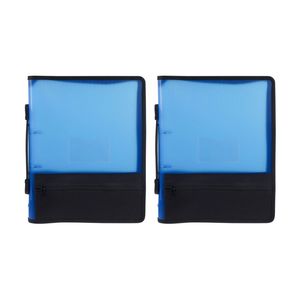 2x Marbig 2 O-ring Zipper Binder W/ Storage A4 File Document Organiser 25mm Blue