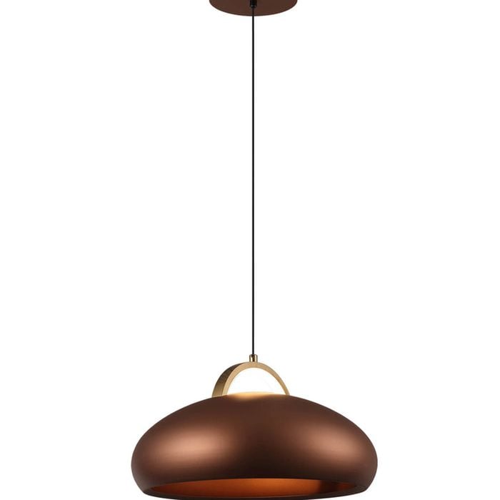 CLA Lighting Kupol Interior LED Tri-CCT Dome with Brass Highlight Pendant Light Coffee