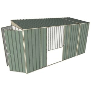 Build-a-Shed 1.5 x 3.7 x 2m Double Sliding Side Door Skillion Shed - Green