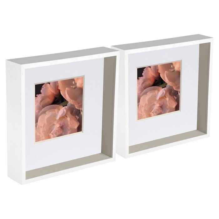 Nicola Spring 2 Piece 10 X 10 3d Shadow Deep Box Photo Frame Set - Craft Display Picture Frame With 6 X 6 Mount