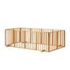 Alopet 12 Panels Wooden Pet Gate Dog Fence Playpen Stair Barrier Natural