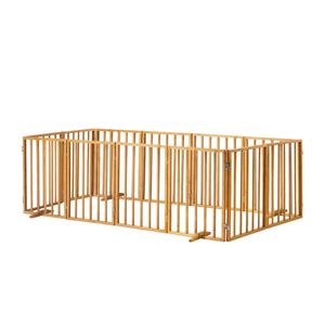Alopet 12 Panels Wooden Pet Gate Dog Fence Playpen Stair Barrier Natural