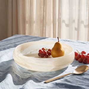 Cadence & Co. Chianti Resin Shallow Serving Bowl Vanilla 29x29x7cm