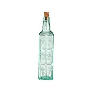 Bormioli Rocco Country Home Fiori Olive Oil Bottle with Cork Lid - 570ml - Green