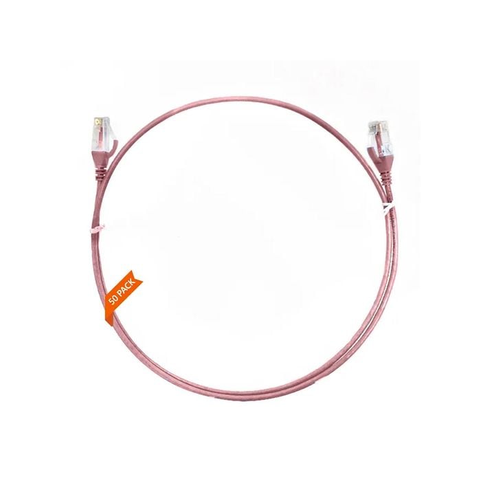 4Cabling 1.5m Pink CAT6 Ultra Thin LSZH Ethernet Network Cable - 50 Pack