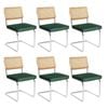 Levede 6pcs Replica Cesca Velvet Cantilever Dining Chairs - Green