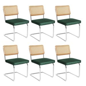 Levede 6pcs Replica Cesca Velvet Cantilever Dining Chairs - Green