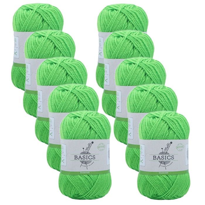 10pk Malli Super Blend Basic Crochet Knitting Yarn 8ply 100g 16x9cm Shamrock