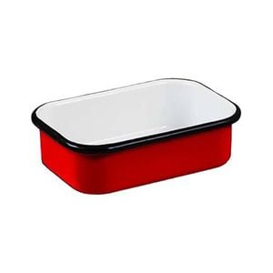 Urban Style Enamelware Multi Purpose Rect Tray 14.5cm Red/White Inner/Black Rim