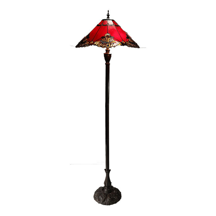 G&g Benita Leadlight Tiffany Floor Lamp - Red