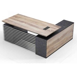 Modern Furniture PHOENIX Executive Desk with Left Return 1.8M - Warm Oak & Black