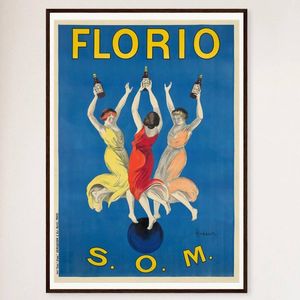 Galrie Stunning Florio S.O.M. Vintage Art Nouveau Poster by Leonetto Cappiello Home Décor, Black Frame, 50 x 70cm (20 x 28inch)