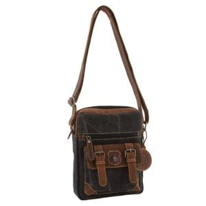 Jack's Inn Panama Canvas and Leather Small Crossbody  Vintage in Cognac