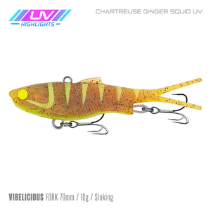 Samaki Vibelicious Fork Tail Vibe 70mm Soft Plastic Fishing Lure Ginger Squid UV