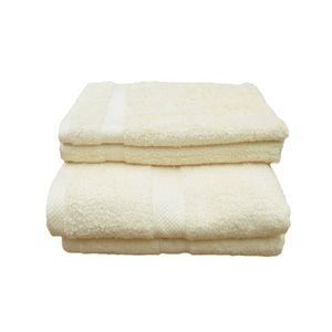Pack of 4 Cotton Bath Towel Set Cream