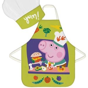 Peppa Pig Green Yum Kids Baking Apron And Chef's Hat Set