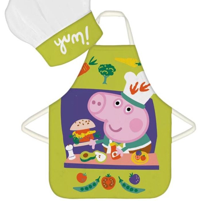 Peppa Pig Green Yum Kids Baking Apron And Chef's Hat Set