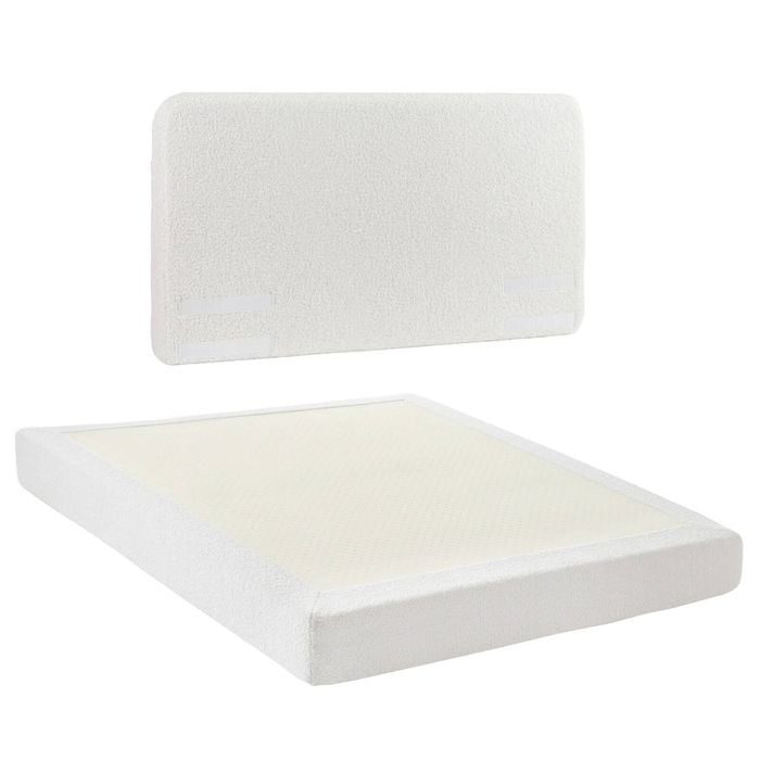 Artiss Queen Bed Frame Boucle Fabric Vacuum Compressed Beds Washable Cover No-assembly