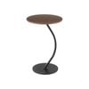 HOMFURN C-Shaped End Table Round Side Table Metal Frame Walnut Top Sofa Couch Tray