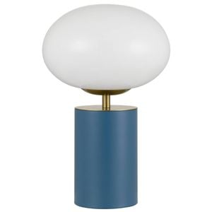 Telbix Notal Contemporary Table Desk Lamp Light Metal Glass Blue Satin