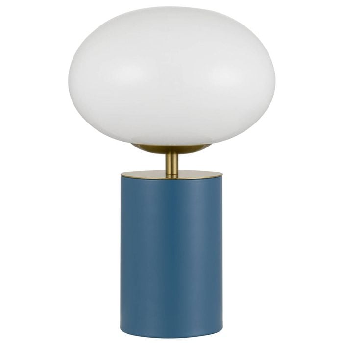 Telbix Notal Contemporary Table Desk Lamp Light Metal Glass Blue Satin