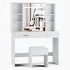 Ufurniture Dressing Table with LED Slide Make up Mirror Hidden Storage Shelf White