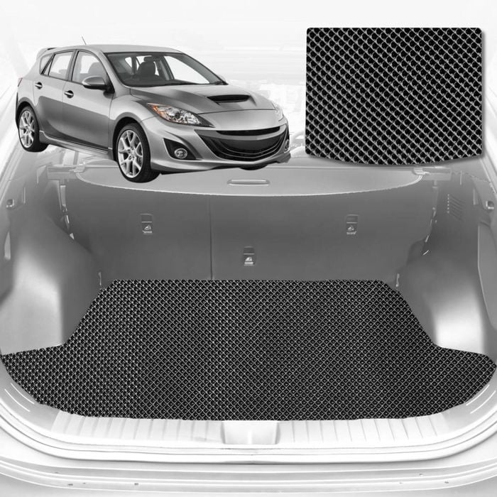 6D Diamond Car Boot Mat for Mazda 3 (BL)2009-2013-Cargo Mat-Black-Outback GT