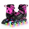 Costway 4-size Kid Roller Skates Inline Skating Shoes Lightup 5-7 Pink
