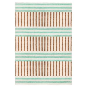 Loopsie-220cm X 150cm-canyada Stripe Printed Green And Brown Washable Rug