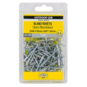 Otter 4.0 x 7.9mm Open Aluminium Blind Rivets - 100 Pack